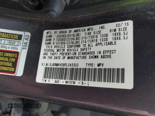 2015 Honda CR-V LX with VIN 5J6RM4H38FL042550, listed as a IAAI auction lot 42119148 with 204,104 mi miles and . Bid and sale history available at DreamBid. Image 9.