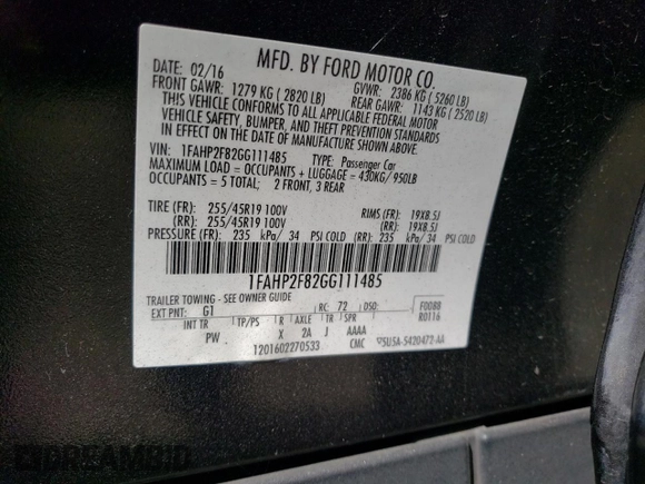 2016 Ford Taurus Limited with VIN 1FAHP2F82GG111485, listed as a Copart auction lot 50736735 with 135,618 mi miles and Salvage Title. Bid and sale history available at DreamBid. Image 12.