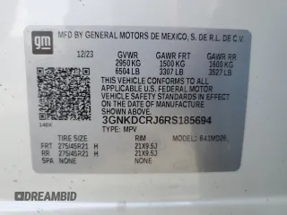 2024 Chevrolet Blazer EV eAWD RS z VIN 3GNKDCRJ6RS185694, wystawiony jako Copart lot #43264315 z przebiegiem 321 mil mil oraz Szkoda całkowita • Salvage title. Historia ofert i sprzedaży dostępna na DreamBid. Obrazek 14.