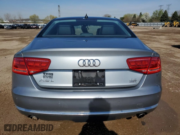 2012 Audi A8 with VIN WAURVAFD8CN018131, listed as a Copart auction lot 54260395 with 98,706 mi miles and Salvage title. Bid and sale history available at DreamBid. Image 6.