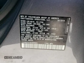 2019 Volkswagen Atlas SE с VIN 1V2XR2CA1KC608081, выставлен на аукционе Copart как лот 47883815 с пробегом 46 056 миль миль и Чистый • Clean title. История ставок и продаж доступна на DreamBid. Изображение 15.