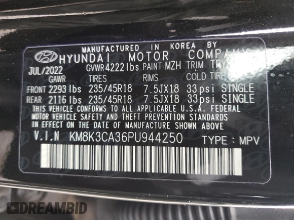 2023 Hyundai Kona N Line with VIN KM8K3CA36PU944250, listed as a Copart auction lot 42755615 with 16,417 mi miles and Salvage Title. Bid and sale history available at carsss.com. Image 14.