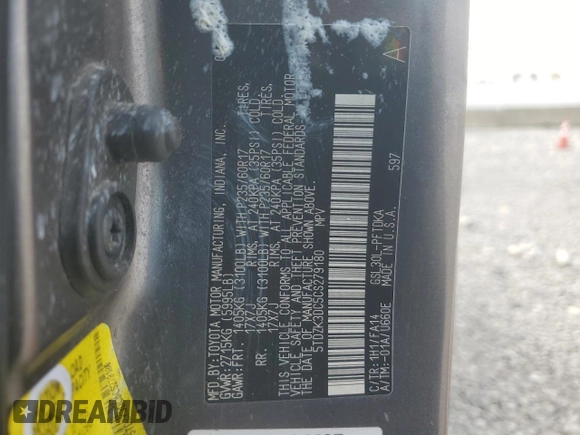 2012 Toyota Sienna with VIN 5TDZK3DC5CS279180, listed as a Copart auction lot 50034805 with 283,412 mi miles and Salvage Title. Bid and sale history available at carsss.com. Image 13.
