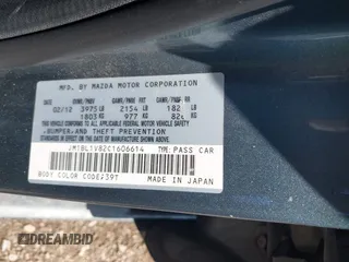 2012 Mazda Mazda3 i Touring with VIN JM1BL1V82C1606614, listed as a IAAI auction lot 41861558 with Not Provided miles. Bid and sale history available at carsss.com. Image 9.
