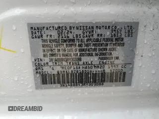 2024 Nissan Sentra S with VIN 3N1AB8BV3RY303088, listed as a Copart auction lot 48216765 with 17,272 mi miles and Salvage Title. Bid and sale history available at carsss.com. Image 12.