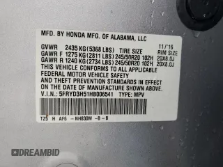 2017 Acura MDX Technology with VIN 5FRYD3H51HB006541, listed as a Copart auction lot 49956465 with Not provided miles and Salvage title. Bid and sale history available at DreamBid. Image 15.