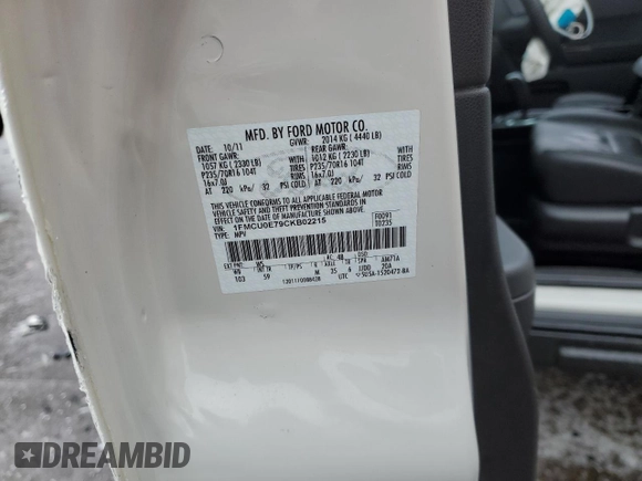 2012 Ford Escape Limited with VIN 1FMCU0E79CKB02215, listed as a Copart auction lot 44222755 with 64,229 mi miles and Non Repairable. Bid and sale history available at carsss.com. Image 15.