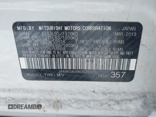 2019 Mitsubishi Outlander ES z VIN JA4AR3AU6KU026525, wystawiony jako IAAI lot #41261633 z przebiegiem 73 000 mil mil oraz . Historia ofert i sprzedaży dostępna na DreamBid. Obrazek 9.