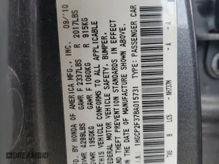 2011 Honda Accord Sdn LX with VIN 1HGCP2F37BA015731, listed as a Copart auction lot 53908105 with 204,891 mi miles and Salvage Title. Bid and sale history available at carsss.com. Image 12.