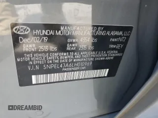 2020 Hyundai Sonata SEL z VIN 5NPEL4JA6LH010969, wystawiony jako Copart lot #53923445 z przebiegiem 83 738 mil mil oraz Szkoda całkowita • Salvage title. Historia ofert i sprzedaży dostępna na DreamBid. Obrazek 12.