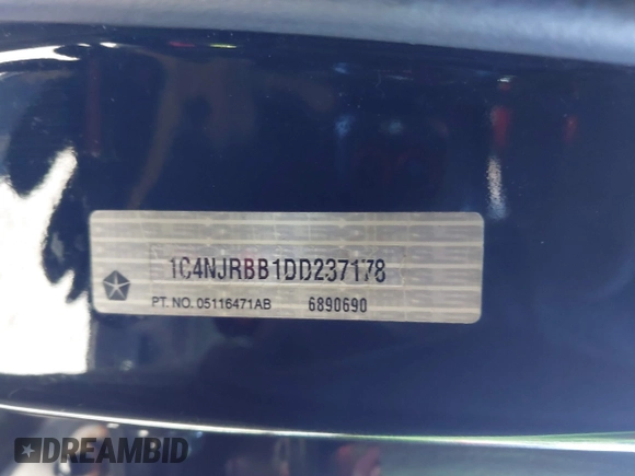 2013 Jeep Patriot Sport with VIN 1C4NJRBB1DD237178, listed as a IAAI auction lot 41773763 with 148,306 mi miles and . Bid and sale history available at carsss.com. Image 9.