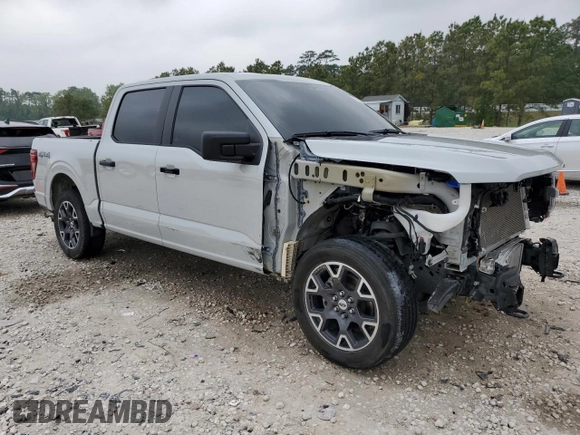2024 Ford F-150 STX with VIN 1FTEW2LP6RKE60841, listed as a Copart auction lot 50637775 with 21,134 mi miles and Salvage Title. Bid and sale history available at carsss.com. Image 4.