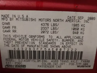 2010 Mitsubishi Galant ES with VIN 4A32B3FF5AE007222, listed as a IAAI auction lot 41486022 with 20,427 mi miles. Bid and sale history available at carsss.com. Image 9.