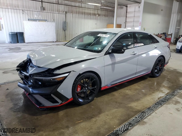 2025 Hyundai Elantra N with VIN KMHLW4DK3SU023844, listed as a Copart auction lot 50262795 with NaN miles and Salvage Title. Bid and sale history available at carsss.com. Image 1.