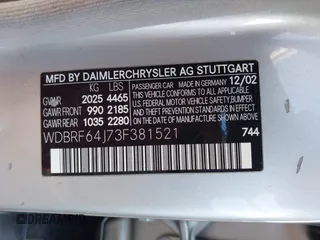2003 Mercedes-Benz C 320 с VIN WDBRF64J73F381521, выставлен на аукционе IAAI как лот 41970103 с пробегом 119 180 миль миль и . История ставок и продаж доступна на DreamBid. Изображение 9.
