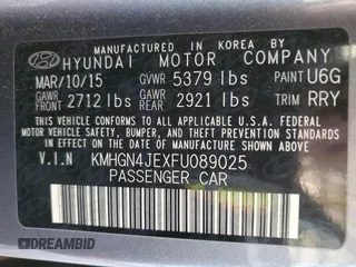 2015 Hyundai Genesis 3.8L with VIN KMHGN4JEXFU089025, listed as a Copart auction lot 55453065 with 96,134 mi miles and Clean Title. Bid and sale history available at carsss.com. Image 12.