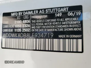 2020 Mercedes-Benz C 300 with VIN WDDWK8DB8LF934719, listed as a Copart auction lot 52760224 with 22,143 mi miles and Salvage Title. Bid and sale history available at DreamBid. Image 13.
