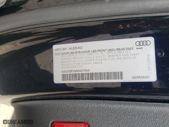 2021 Audi A7 Prestige with VIN WAUV2BF28MN027649, listed as a Copart auction lot 40821903 with 65,599 mi miles. Bid and sale history available at carsss.com. Image 12.
