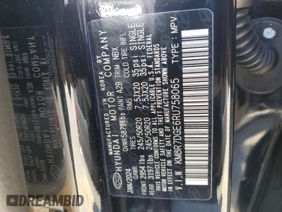 2024 Hyundai Palisade Calligraphy z VIN KM8R7DGE6RU758065, wystawiony jako Copart lot #48385145 z przebiegiem 24 220 mil mil oraz Szkoda całkowita • Salvage title. Historia ofert i sprzedaży dostępna na DreamBid. Obrazek 13.