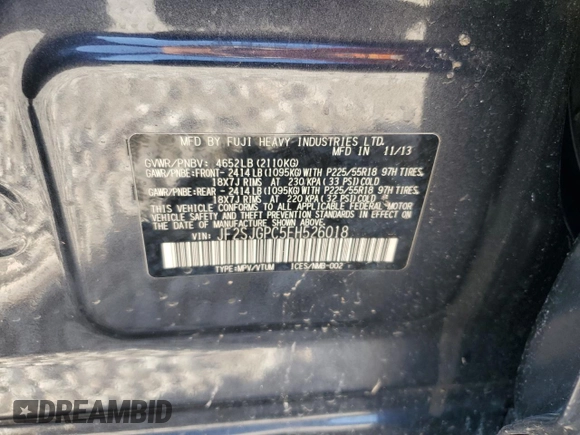 2014 Subaru Forester XT Touring with VIN JF2SJGPC5EH526018, listed as a Copart auction lot 56254765 with 51,447 mi miles and Salvage title. Bid and sale history available at DreamBid. Image 12.