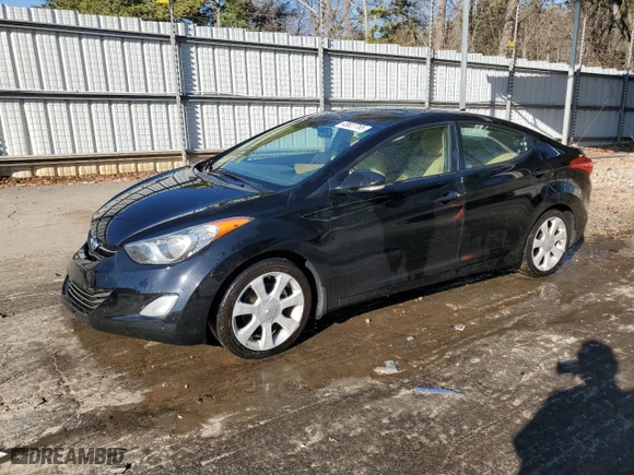 2012 Hyundai Elantra GLS with VIN KMHDH4AE4CU185819, listed as a Copart auction lot 43627765 with 127,673 mi miles and Salvage Title. Bid and sale history available at carsss.com. Image 1.