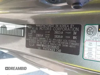 2011 Kia Forte SX с VIN KNAFW6A32B5368820, выставлен на аукционе IAAI как лот 41703308 с пробегом 184 715 миль миль и . История ставок и продаж доступна на DreamBid. Изображение 9.