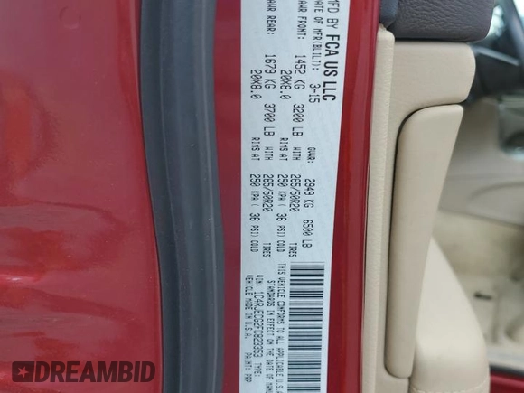 2015 Jeep Grand Cherokee Overland with VIN 1C4RJECG2FC823353, listed as a Copart auction lot 58367395 with 72,117 mi miles and Salvage title. Bid and sale history available at DreamBid. Image 13.