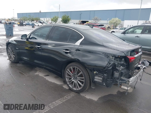 2020 Infiniti Q50 Red Sport 400 with VIN JN1FV7AP2LM630067, listed as a IAAI auction lot 41916706 with 38,786 mi miles and . Bid and sale history available at carsss.com. Image 3.