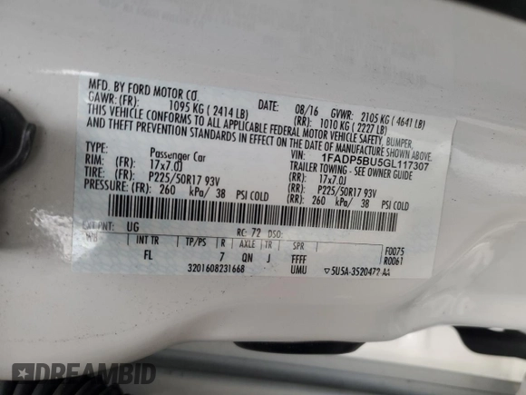 2016 Ford C-Max SEL with VIN 1FADP5BU5GL117307, listed as a Copart auction lot 44418885 with 254,641 mi miles and Salvage Title. Bid and sale history available at DreamBid. Image 14.