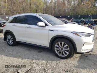 2021 Infiniti QX50 Luxe with VIN 3PCAJ5BB3MF114918, listed as a Copart auction lot 52162535 with 44,420 mi miles and Salvage title. Bid and sale history available at DreamBid. Image 4.