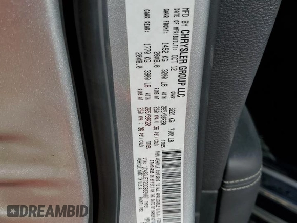 2013 Dodge Durango Citadel with VIN 1C4SDJET2DC602487, listed as a Copart auction lot 62308385 with 124,034 mi miles and Salvage title. Bid and sale history available at DreamBid. Image 12.