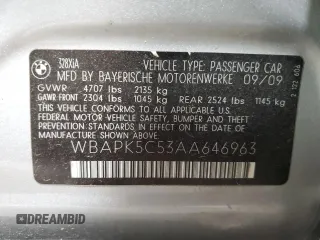 2010 BMW 3 Series 328i xDrive с VIN WBAPK5C53AA646963, выставлен на аукционе Copart как лот 57481095 с пробегом 197 165 миль миль и Списание • Salvage title. История ставок и продаж доступна на DreamBid. Изображение 12.