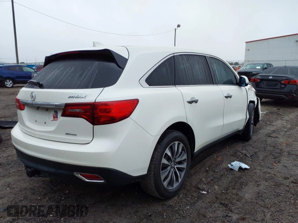2016 Acura MDX w/Tech with VIN 5FRYD3H49GB008253, listed as a IAAI auction lot 41564115 with 127,500 mi miles. Bid and sale history available at carsss.com. Image 4.