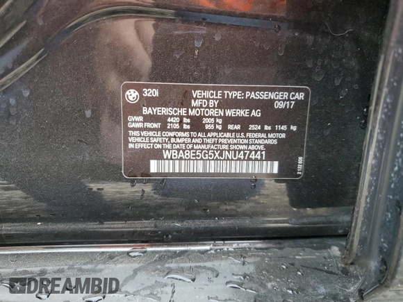2018 BMW 3 Series 320i xDrive with VIN WBA8E5G5XJNU47441, listed as a Copart auction lot 78300304 with Not Provided miles and Salvage Title. Bid and sale history available at carsss.com. Image 13.