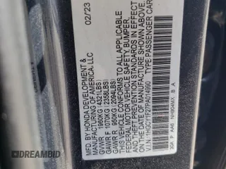 2023 Honda Accord LX with VIN 1HGCY1F27PA014990, listed as a Copart auction lot 53716205 with 24,211 mi miles and Non Repairable. Bid and sale history available at DreamBid. Image 12.