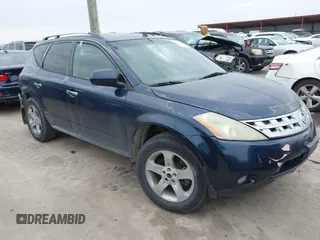 2003 Nissan Murano SL with VIN JN8AZ08T83W104170, listed as a IAAI auction lot 41576161 with 165,328 mi miles and . Bid and sale history available at DreamBid. Image 1.