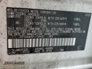 2023 Toyota Venza LE z VIN JTEAAAAH5PJ124440, wystawiony jako Copart lot #54672245 z przebiegiem Nie podano mil oraz Szkoda całkowita • Salvage title. Historia ofert i sprzedaży dostępna na DreamBid. Obrazek 14.