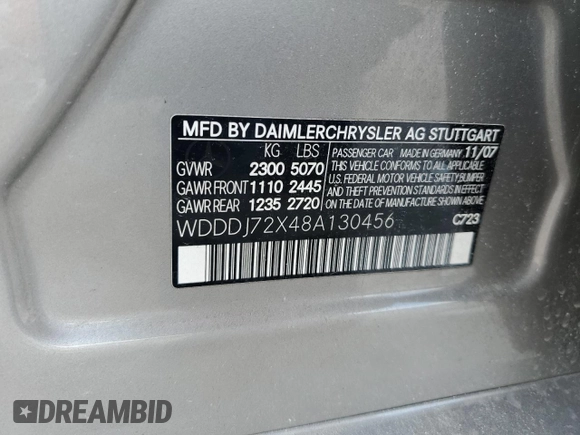 2008 Mercedes-Benz CLS 550 с VIN WDDDJ72X48A130456, выставлен на аукционе Copart как лот 42785025 с пробегом 157 426 миль миль и Списание • Salvage title. История ставок и продаж доступна на DreamBid. Изображение 13.