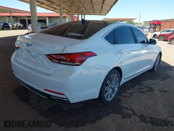 2018 Genesis G80 3.8L with VIN KMHGN4JE3JU216089, listed as a IAAI auction lot 42576639 with 57,382 mi miles and . Bid and sale history available at DreamBid. Image 4.