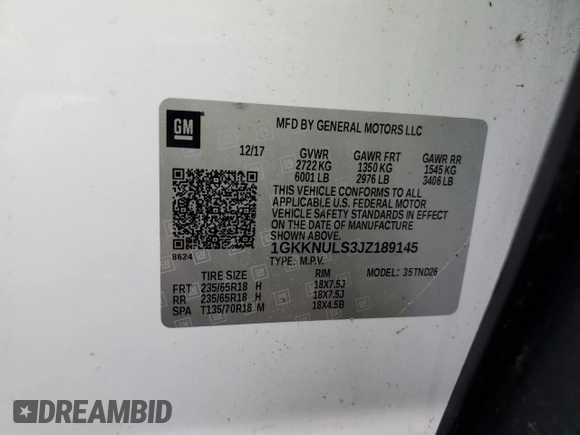 2018 GMC Acadia SLT with VIN 1GKKNULS3JZ189145, listed as a Copart auction lot 44683495 with 149,040 mi miles and Salvage Title. Bid and sale history available at carsss.com. Image 15.