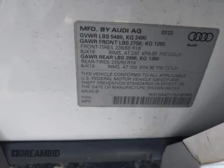 2022 Audi Q5 S line Premium with VIN WA1GAAFY2N2087968, listed as a IAAI auction lot 42531144 with 41,542 mi miles and . Bid and sale history available at DreamBid. Image 9.