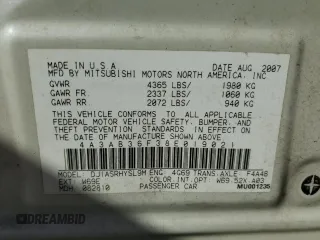 2008 Mitsubishi Galant ES with VIN 4A3AB36F38E019021, listed as a Copart auction lot 48754645 with 74,638 mi miles and Salvage Title. Bid and sale history available at carsss.com. Image 12.