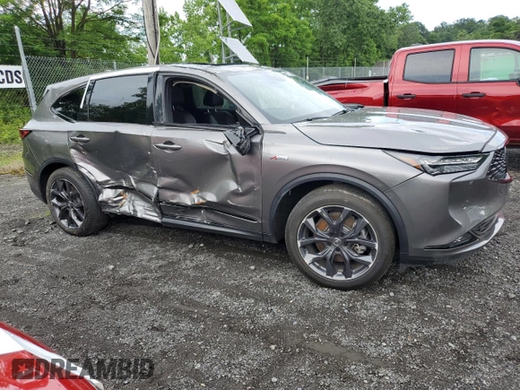 2024 Acura MDX w/A-Spec Package with VIN 5J8YE1H02RL019581, listed as a Copart auction lot 61801205 with 45,297 mi miles and Salvage title. Bid and sale history available at DreamBid. Image 4.