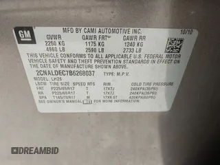2011 Chevrolet Equinox LT w/1LT with VIN 2CNALDEC7B6268037, listed as a IAAI auction lot 42100765 with 112,313 mi miles. Bid and sale history available at carsss.com. Image 9.