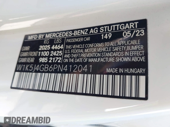 2023 Mercedes-Benz CLA 250 z VIN W1K5J4GB6PN412041, wystawiony jako IAAI lot #42298422 z przebiegiem 12 316 mil mil oraz . Historia ofert i sprzedaży dostępna na DreamBid. Obrazek 9.
