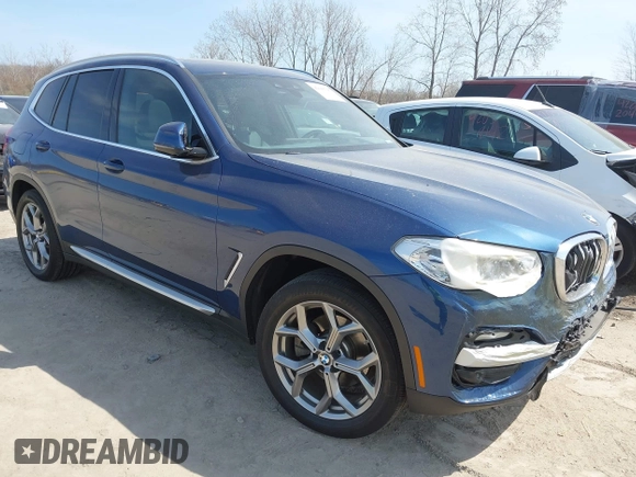 2020 BMW X3 xDrive30i with VIN 5UXTY5C08LLT39041, listed as a IAAI auction lot 42048396 with 52,757 mi miles and . Bid and sale history available at DreamBid. Image 1.