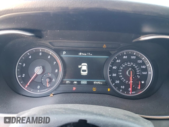 2019 Genesis G70 Advanced with VIN KMTG34LA0KU017086, listed as a Copart auction lot 47943445 with 87,692 mi miles and Salvage title. Bid and sale history available at DreamBid. Image 9.