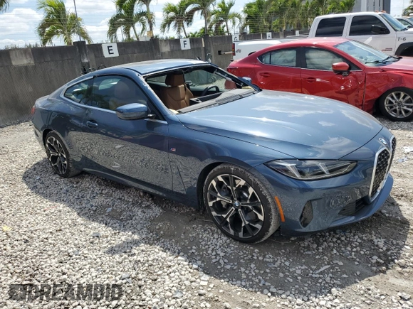 2025 BMW 4 Series 430i with VIN WBA43DA07SCU37586, listed as a Copart auction lot 52437105 with 812 mi miles and Salvage title. Bid and sale history available at DreamBid. Image 4.