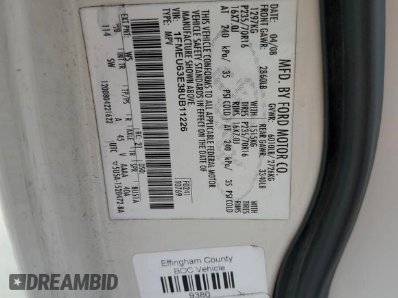 2008 Ford Explorer XLT z VIN 1FMEU63E38UB11226, wystawiony jako Copart lot #60706185 z przebiegiem 155 464 mil mil oraz Szkoda całkowita • Salvage title. Historia ofert i sprzedaży dostępna na DreamBid. Obrazek 12.