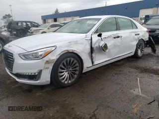 2018 Genesis G90 5.0L Ultimate with VIN KMHG54JH4JU049185, listed as a Copart auction lot 46875004 with 52,433 mi miles. Bid and sale history available at carsss.com. Image 1.